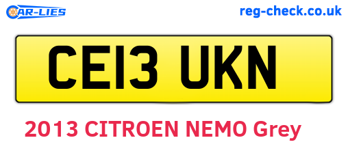 CE13UKN are the vehicle registration plates.