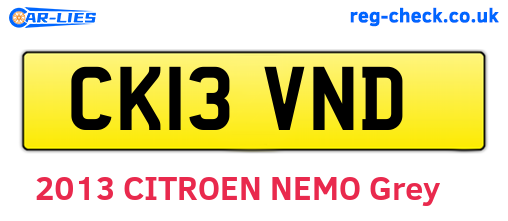 CK13VND are the vehicle registration plates.