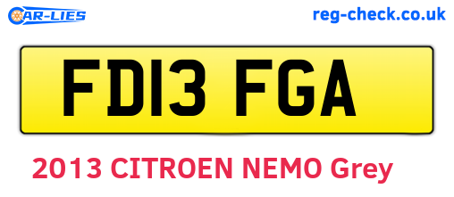 FD13FGA are the vehicle registration plates.