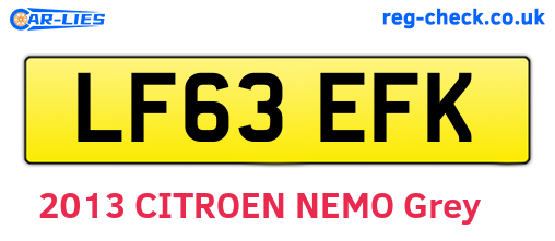 LF63EFK are the vehicle registration plates.