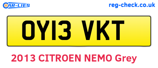 OY13VKT are the vehicle registration plates.