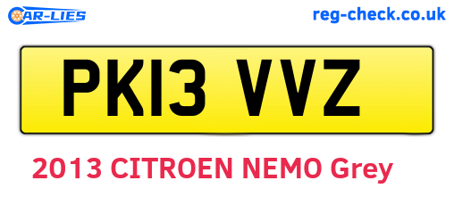 PK13VVZ are the vehicle registration plates.