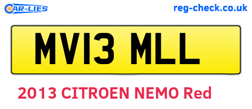 MV13MLL are the vehicle registration plates.
