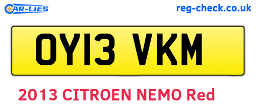 OY13VKM are the vehicle registration plates.