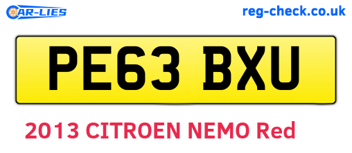 PE63BXU are the vehicle registration plates.