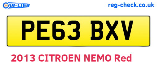 PE63BXV are the vehicle registration plates.