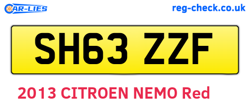 SH63ZZF are the vehicle registration plates.