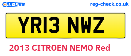 YR13NWZ are the vehicle registration plates.
