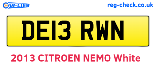 DE13RWN are the vehicle registration plates.