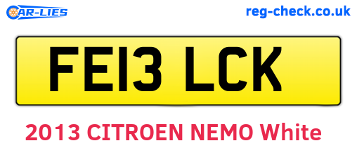 FE13LCK are the vehicle registration plates.