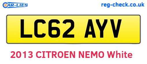 LC62AYV are the vehicle registration plates.