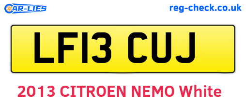 LF13CUJ are the vehicle registration plates.