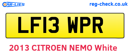 LF13WPR are the vehicle registration plates.