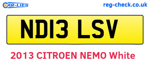 ND13LSV are the vehicle registration plates.