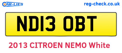ND13OBT are the vehicle registration plates.