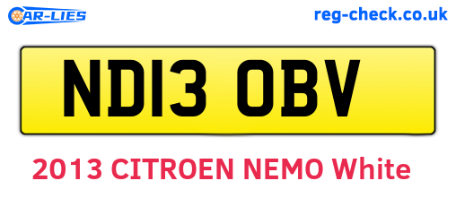 ND13OBV are the vehicle registration plates.