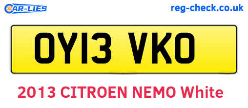 OY13VKO are the vehicle registration plates.