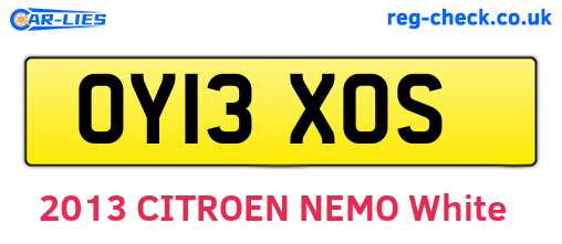 OY13XOS are the vehicle registration plates.