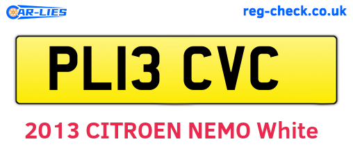 PL13CVC are the vehicle registration plates.