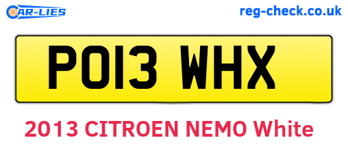 PO13WHX are the vehicle registration plates.
