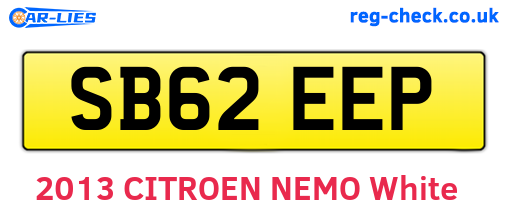 SB62EEP are the vehicle registration plates.