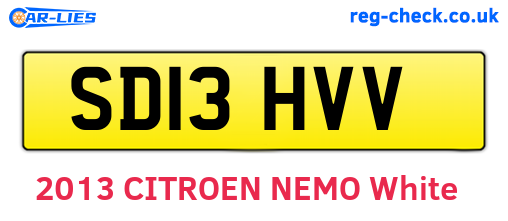 SD13HVV are the vehicle registration plates.