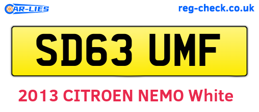 SD63UMF are the vehicle registration plates.