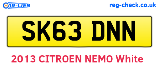 SK63DNN are the vehicle registration plates.