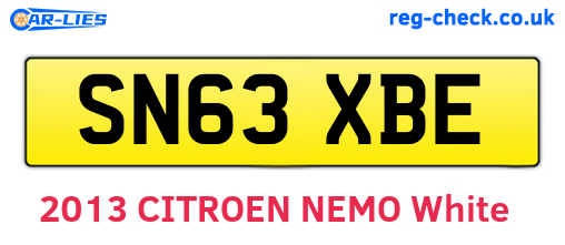 SN63XBE are the vehicle registration plates.