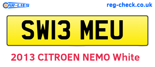 SW13MEU are the vehicle registration plates.