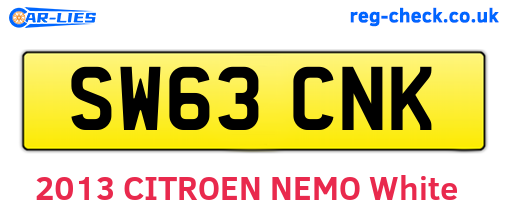 SW63CNK are the vehicle registration plates.