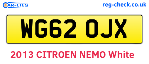 WG62OJX are the vehicle registration plates.