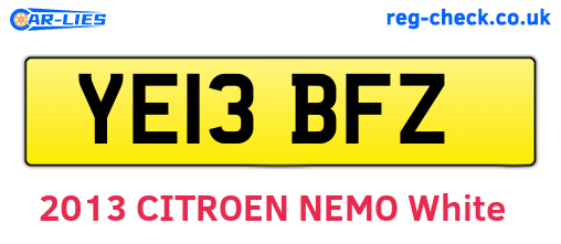 YE13BFZ are the vehicle registration plates.