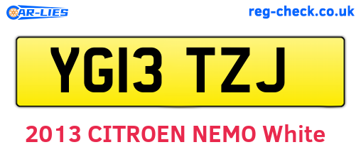 YG13TZJ are the vehicle registration plates.