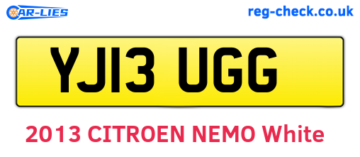 YJ13UGG are the vehicle registration plates.