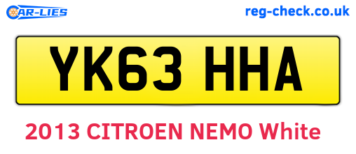 YK63HHA are the vehicle registration plates.