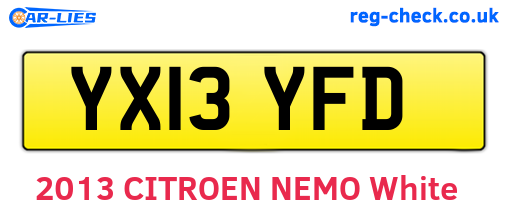 YX13YFD are the vehicle registration plates.