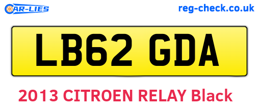 LB62GDA are the vehicle registration plates.