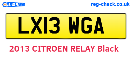LX13WGA are the vehicle registration plates.