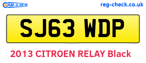 SJ63WDP are the vehicle registration plates.