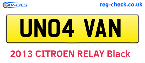 UN04VAN are the vehicle registration plates.