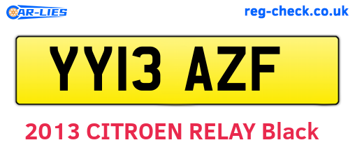 YY13AZF are the vehicle registration plates.