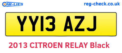 YY13AZJ are the vehicle registration plates.