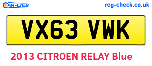 VX63VWK are the vehicle registration plates.