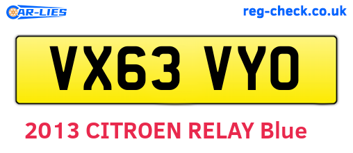 VX63VYO are the vehicle registration plates.