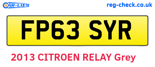 FP63SYR are the vehicle registration plates.