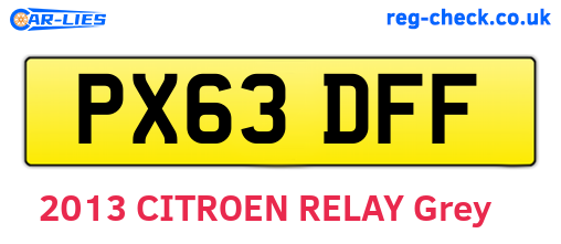 PX63DFF are the vehicle registration plates.