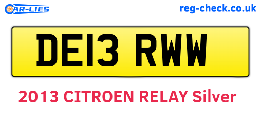 DE13RWW are the vehicle registration plates.