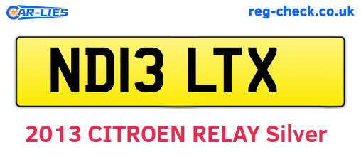 ND13LTX are the vehicle registration plates.