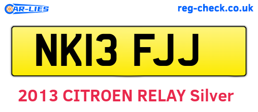 NK13FJJ are the vehicle registration plates.